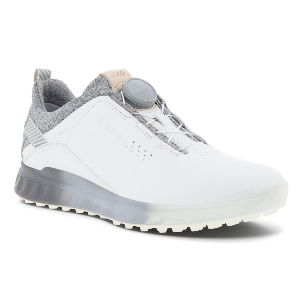 Womens Golf Shoes - ECCO S-Three Boas - White - 8179NIOBE